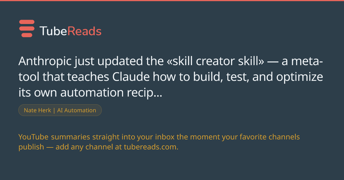 Claude Code Skills Just Got Even Better — Nate Herk | AI Automation ...